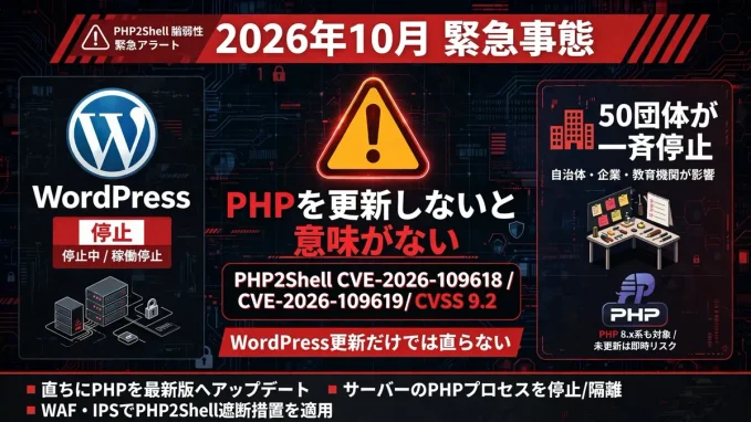 WordPressが止まってもPHPを更新しないと意味がない。2026年10月の緊急事態を整理する